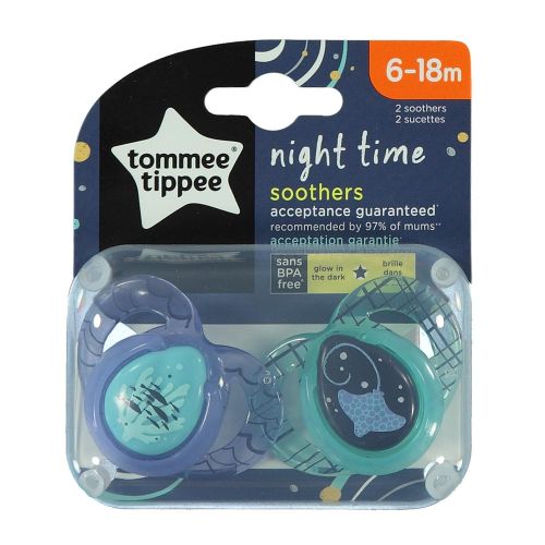 Tommee Tippee Ortodontik Gece Emziği 2'li 6-18 Ay Lacivert-Yeşil