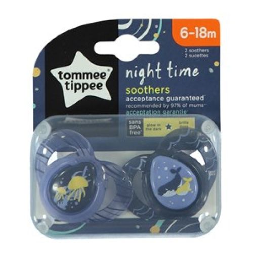 Tommee Tippee Ortodontik Gece Emziği 2'li 6-18 Ay Lacivert