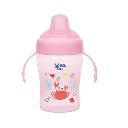 Wee Baby Colurful Akıtmaz Kulplu Bardak 240 ml Pembe