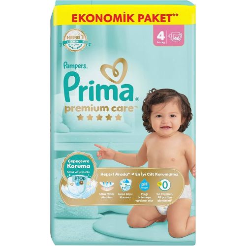 Prima Bebek Bezi Premium Care 4 Numara 46'ıi 9-14 Kg Ekonomik Paket
