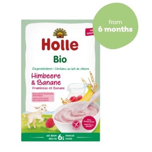 Holle Organik Keçi Sütlü, Ahududu ve Muzlu Yulaf Lapası 6+ ay