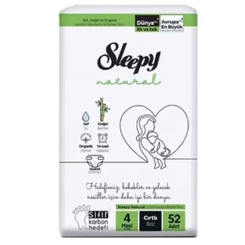 Sleepy Natural Jumbo Bebek Bezi 4 Numara 52 Adet (7-14kg)