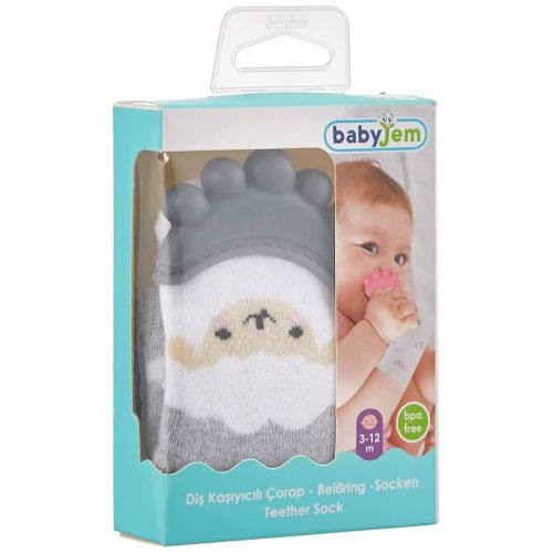 Babyjem Diş Kaşıyıcılı Havlu Bebek Çorap 3-12 Ay Gri Kuzu