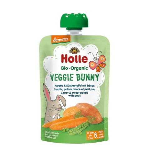 Holle Organik Veggie Bunny (havuç, tatlı patates ve Bezelyeli) Püre 100 gr 6+ m