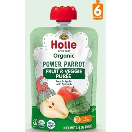 Holle Organik Power Parrot (Armut,Erlma ve Ispanaklı) Püre 100 gr 6+
