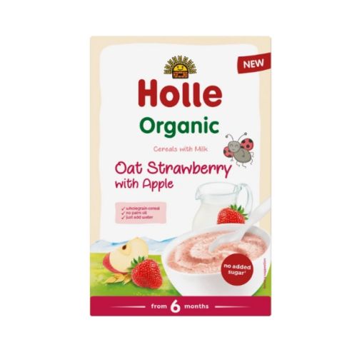 Holle Organik Yulaf, Çilek ve Elma Aromalı Sütlü Kahvaltılık Gevrek 6+ ay