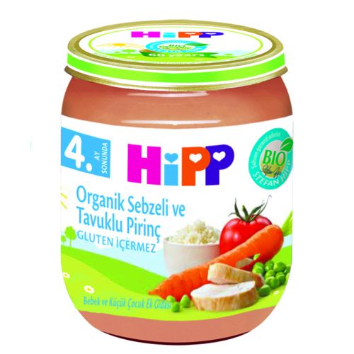 Hipp Organik Sebzeli ve Tavuklu Pirinç (Gluten İçermez) 4+