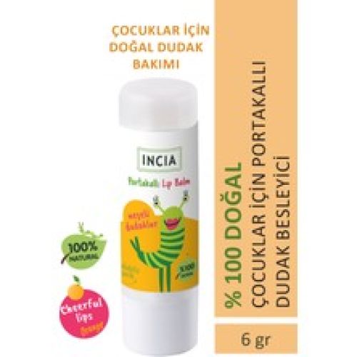 İncia %100 Doğal Kids Dudak Besleyici Portakal Bitkisel Nemlendirici Dudak Bakım Kremi 6 G