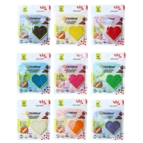 ChildGen Doğal Oyun Hamuru - 9’lu 9X125 gr Vakumlu Kartuş Paket - (Ecopack-Refill)