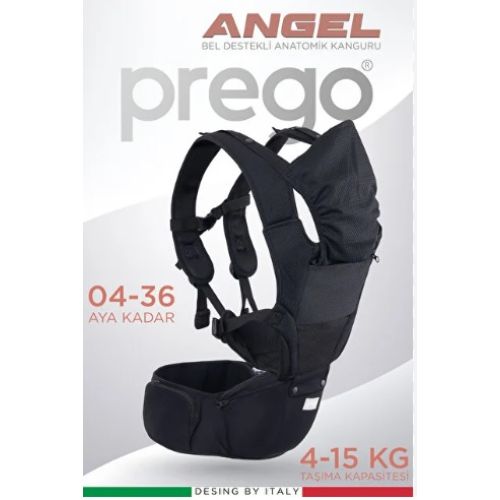 Prego Angel Bel Destekli Anatomik Kanguru Siyah