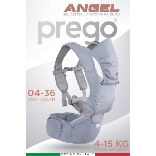Prego Angel Bel Destekli Anatomik Kanguru Gri