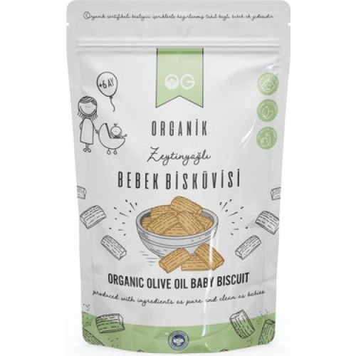 OG natural Organik Bebek Bisküvisi 300 Gr +6 Ay İçerik: Organik Zeytinyağı ve Tam Buğday