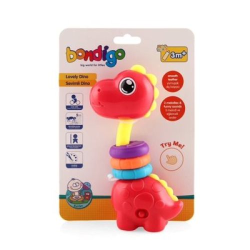 Bondigo Sevimli Dino Müzikli Çıngırak Kırmızı