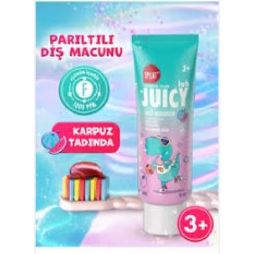 SPLAT Juıcy Lab +3 Yaş Karpuzlu Çocuk Diş Macunu Renkli Simli Çürük Önleyici Doğal Macun