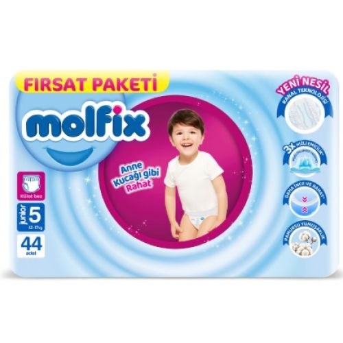 Molfix Külot Bez Fırsat Paketi Külot Bez Junior 5 Beden 44 Adet (12-17kg)
