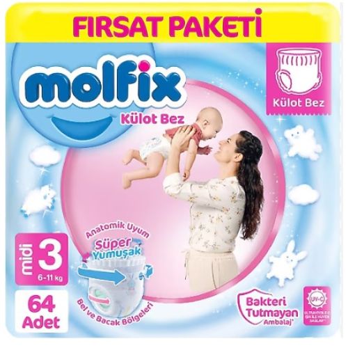 Molfix Külot Bez Fırsat Paketi Külot Bez 3 Numara Midi 64'lü (6-11kg)