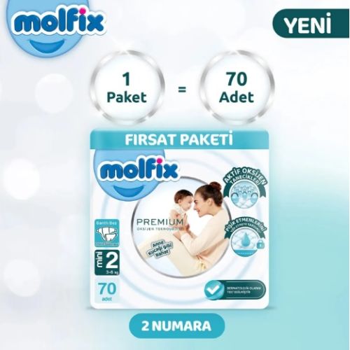 Molfix Premium Bebek Bezi 2 Beden (3-6kg) Mini 70li Fırsat Paketi