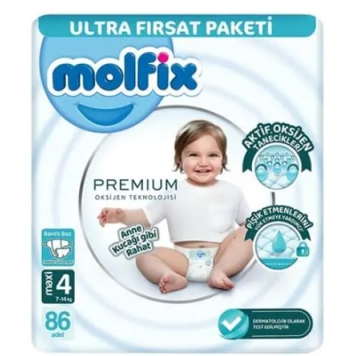 Molfix Premium Ultra Fırsat Paketi 4 numara (7-14kg)  Maxi 86 lı
