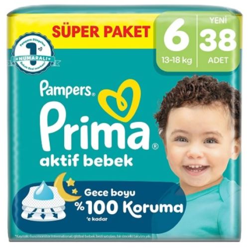 Prima Bebek Bezi Aktif Bebek 6 Beden, 38Adet