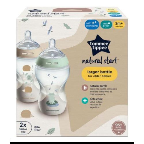 Tommee Tippee Biberon 340 ml 2'li +3 ay Uclu