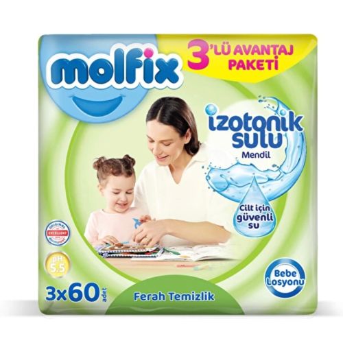 Molfix İzotonik Sulu Islak Mendil 3x60 Adet