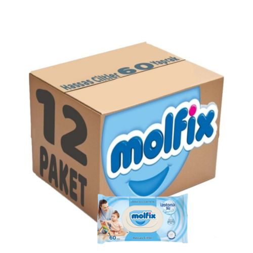 Molfix İzotonik Sulu Hassas Ciltler İçin Islak Mendil 12X60 Yaprak
