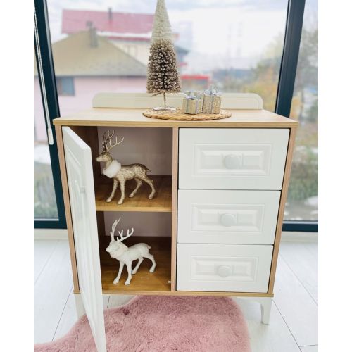 SMART KAPAKLI, ÇEKMECELİ ŞİFONYER  MEŞE- BEYAZ