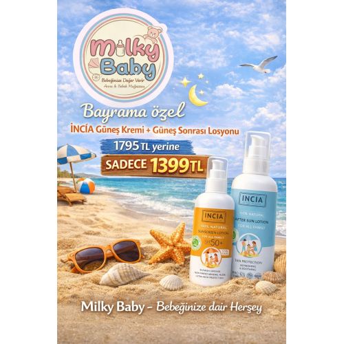 İncia Doğal Güneş Koruyucu 50+ SPF 50 ml+ INCIA GÜNEŞ SONRASI LOSYONU 100ML