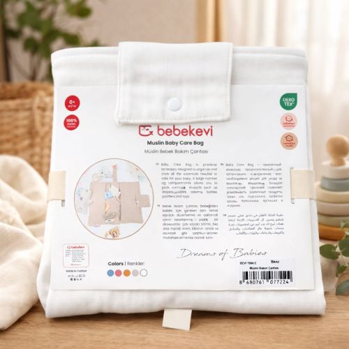 BEBEKEVİ Müslin Bebek Bakım Çantası Organizer Krem