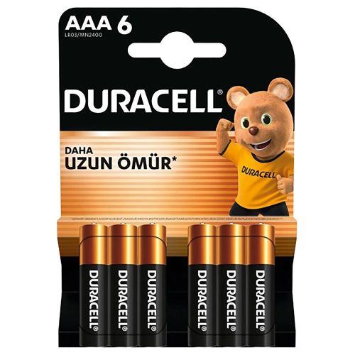 Duracell AAA Alkalin İnce Kalem Pil (6'lı paket)