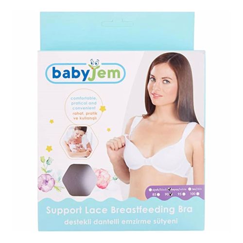 Babyjem Destekli Dantelli Emzirme Sütyeni Beyaz 85 beden