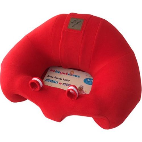 Bebe Yatmaz Oyuncaklı Bebek Oturma Destek Minderi Bebek Koltuğu Kırmızı