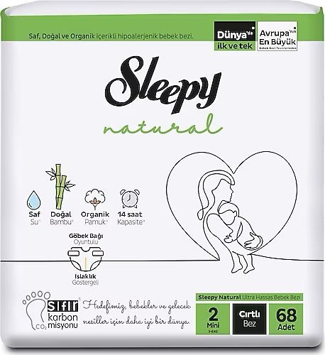 Sleepy Natural Jumbo Bebek Bezi Mini 2 Numara 68 Adet (3-6kg)