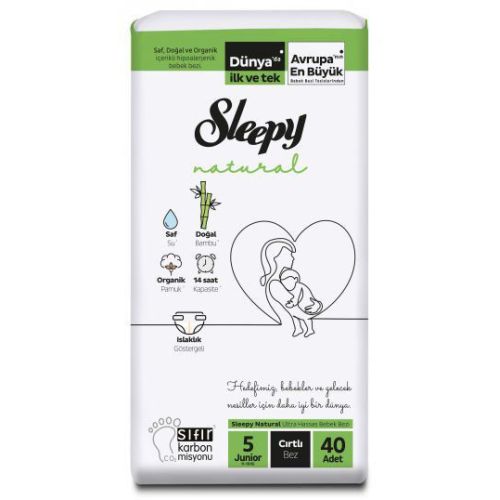 Sleepy Natural Jumbo Bebek Bezi 5 Numara 40 Adet (11-18kg)