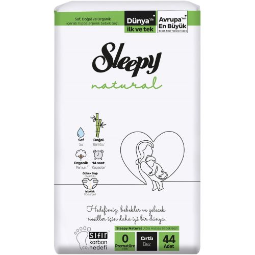 Sleepy Natural Jumbo 0 numara Bebek Bezi Yenidoğan 44 Adet  (0-3kg)