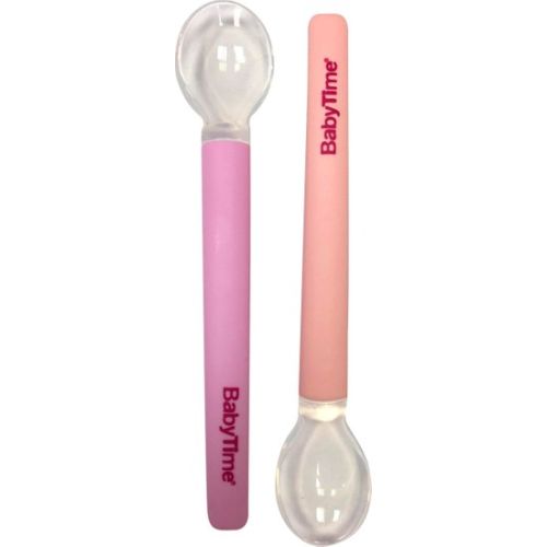Baby Time Silikon 2 li Mama Kaşığı Pembe,Lila