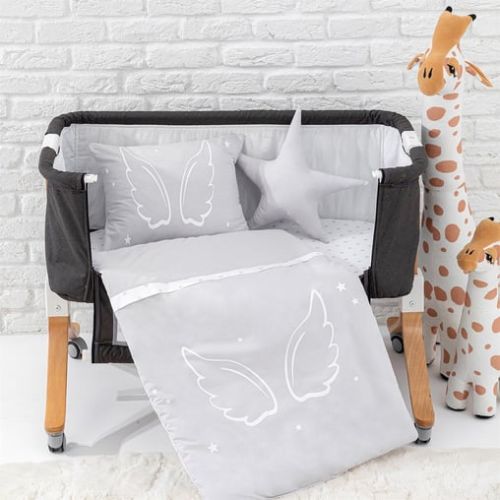 Wellgro Angel Wings Anne Yanı 5 Parça Bebek Uyku Seti -Gri