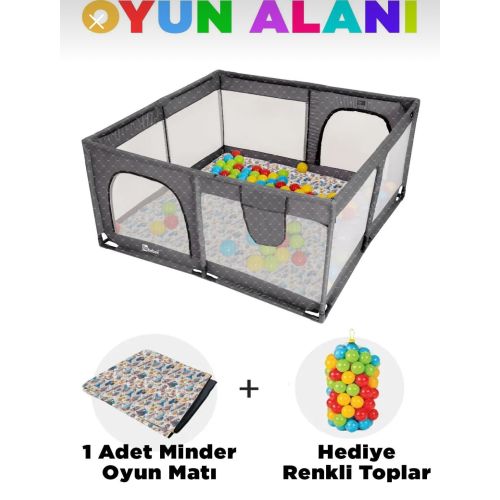 Oyun Alanı 120x120cm  + Halı + Toplar