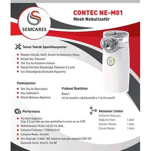 Contec NE-M01 Taşınabilir (El içi) Mini Mesh Nebulizatör