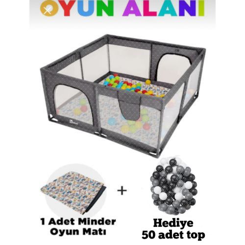 Oyun Alanı 120x120cm  + Halı + Toplar