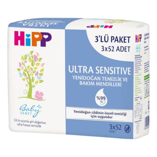 Hipp Ultra Sensitive Yenidoğan Temizlik Ve Bakım Islak Mendili 3X52Li