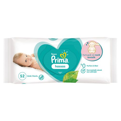 Prima Hasas Islak Mendil Yumuşak ve Nazik 52 Adet 1+1