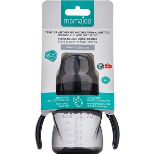 Mamajoo Yumuşak Uçlu Eğitici Suluk Bardak 160ml. 6m+ Siyah