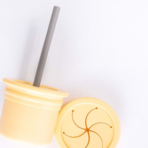 OiOi Ham+Hüp Atıştırma Kutusu Ve Pipetli Suluk // Sarı/Gri