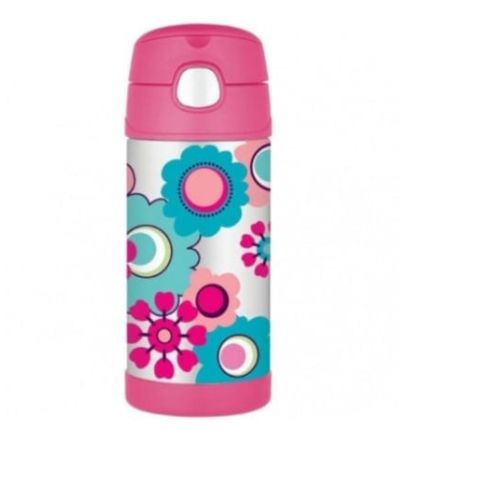 Thermos Fun tainer 355ml Pipetli Suluk Çelik Çiçekli