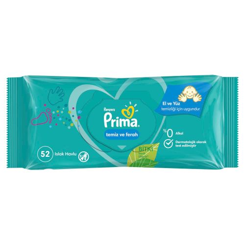 Prima Temiz ve Ferah Islak Mendil 1 Paket 52 yaprak