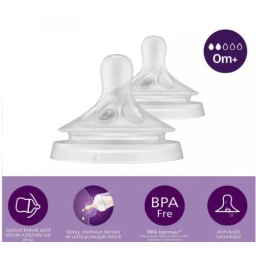 Philips Avent Doğal Tepkili Biberon Emziği 2Li 2 Numara 0+ Ay