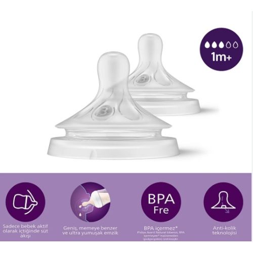 Philips Avent Natural Response 2'li Biberon Emziği 3 Numara 1+ Ay