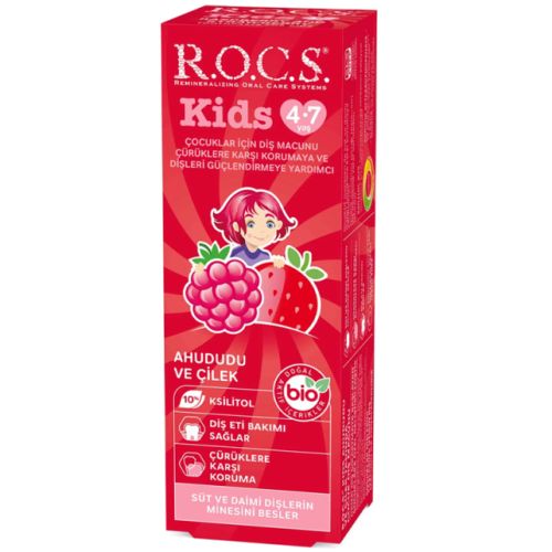 Rocs Kids Ahududu-Çilek  - Çocuklar İçin Diş Macunu 4-7 Yaş 35ml