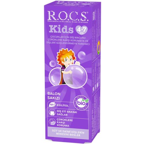 ROCS Kids - Meyveli Çocuk Diş Macunu (Balon Sakızı) 4-7 Yaş 35ml